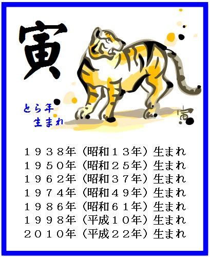 1998年寅年|「寅年・とらどし・とら年」生まれの「平成10年・1998年」の年齢